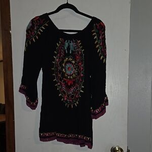 NWT Shoreline Black Embroidered Women's Top